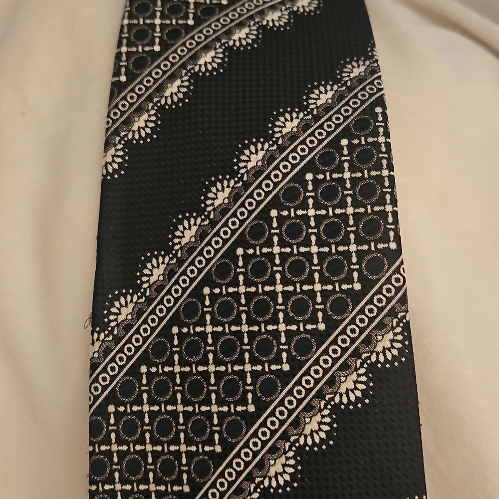 Vintage TITCHE'S Man Shop Dallas Navy Blue Patterned Men's Clip-on Tie - Picture 5 of 9